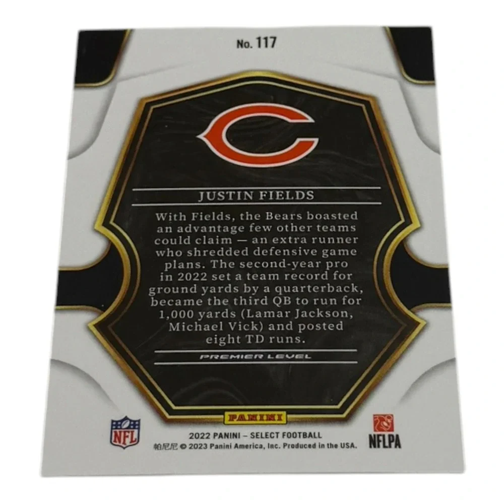 2022 Panini Select Justin Fields Chicago Bears Premier Level Card 117 NFL QB